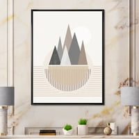DesignArt 'Апстрактна месечина и сонце во планините III' Современа врамена платно wallидна уметност печатење