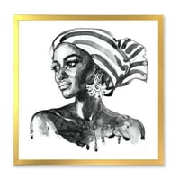 DesignArt 'Портрет на афро -американска жена xii' модерен врамен уметнички принт