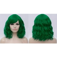 Уникатни поволни цени за човечки перики за коса за жени дама 14 Зелена кадрава перика капа меки кадрави брановидни