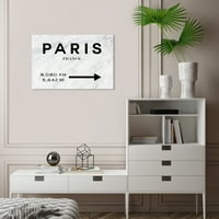 Wynwood Studio Canvas Paris Road Sign Marble Black Mase and Glam Road Signs Wall Art Canvas Print White 24x16