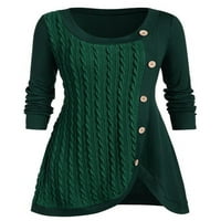 Глонме Плус Големина Џемпер За Жени Секојдневен Зимски Пуловер Трикотажа Еднобојни Скокачки Врвови Зелена Л
