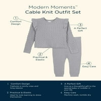 Современи моменти од Гербер Бебе и Девојче девојче кабел плетен џемпер и пандел, сет на облека со 2 парчиња