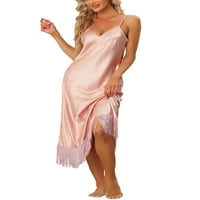 Единствени поволни цени за женски сатен -ноќен салон салон за спиење во камера фустан со пижама од пила