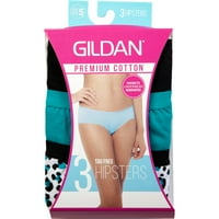 Gildенски женски ознаки бесплатни премиум памучни гаќички за хипстер, 3 пакувања