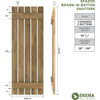 Ekena Millwork 1 2 W 67 H Americraft Пет табла Екстериер вистинско дрво распоредено од табла-n-batten ролетни, без starвездени ноќни сини