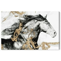 Авенија на пистата животни wallидни уметности платно печати „златна убавина“ фарма животни - злато, бело