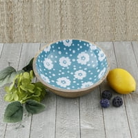 Pioneer Woman 7 Teal Polka Dots Dots Wood Salad Bowl