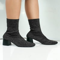 Природна ветре женска затегната чорап плетена висока потпетица бута во црно