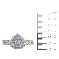 Карат Т.В. Brilliance фино накит круша исечен дијамантски прстен за ангажман во 10kt жолто злато, големина 8