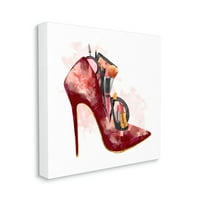Студената индустрија црвени модни потпетици со козметички додатоци платно wallидна уметност, 30, дизајн од Ziwei Li
