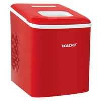 Машина за создавање Igloo Icebnh26rd, килограми со часови, коцки подготвени за неколку минути, со ледена лажичка и корпа, 26 фунти, црвено