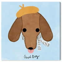 Авенија на пистата животни wallидни уметности платно отпечатоци „добри кучиња и кутриња“ - кафеава, сина боја