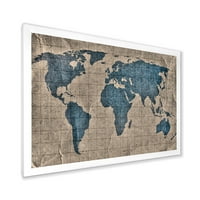 Дизајн на „Антички светски мапа I 'Рустикален врамен уметнички принт