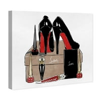 Wynwood Studio Fashion and Glam Wall Art Canvas Prints 'High Stegels High Fashion Shoes - црна, црвена боја
