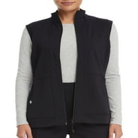 Scrubstar Women'sенски Понте плетен патент предниот бомбаш -бомбардер елек WD311