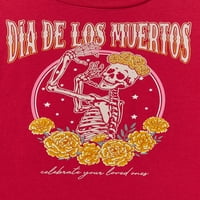 Девојки девојки со долг ракав Дија де лос Муертос маица, големини 4- & плус