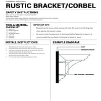 4 w 18 d 20 H Остин Традиционална железо од Rage Sawn Bracket, западен црвен кедар