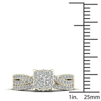 3 4CT TDW Diamond 10K жолто злато кластерски кластер за невестински прстен