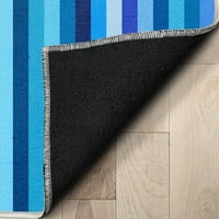 Колекцијата Крејола од добро ткаени ленти сини 5 '7' килим во областа