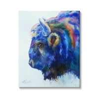Студената индустрија уникатна живописна сина бизонска слика за смела дизајн галерија, завиткана од платно, печатена wallидна