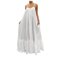 shpwfbe лизгачки фустан макси фустан за жени градиент со градиент без ракави со тркалезен врат-боја боемски со пруги
