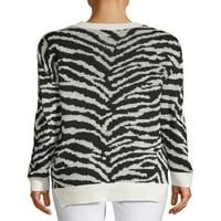 Loveубовта Сади женски зебра печатен пуловер