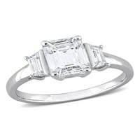 2- Карат Т.Г.В. Октагон се создаде бел моисанит Стерлинг сребрен прстен за ангажман со три камен