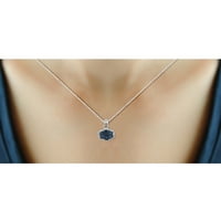 JewelersClub 1. Carat T.W. Сино -бел дијамант Стерлинг Сребрен кластер, приврзок, 18 “