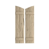 Ekena Millwork 11 W 48 H Timberthane Hand Hewn Two Toard Ined Board-N-Batten W елиптични врвни шатлови на Fau Wood, Prided Tan