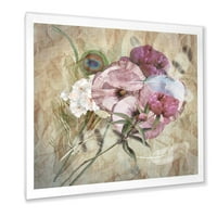DesignArt 'Iris Bouquet Floral Design со таен пердув' Традиционален врамен уметнички принт