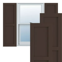 Ekena Millwork 15 W 38 H TRUE FIT PVC Два еднакви ролетни со рамен панел, суво грозје Браун