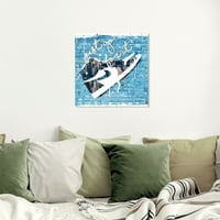 Wynwood Studio Fashion and Glam Wall Art Print 'Go for It Sneaker' - сина, бела