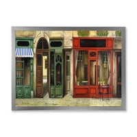 Црвена фасада на шармантна продавница во улицата Париз II врамена сликарство платно уметничко печатење