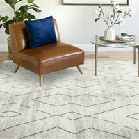 Современа област за килим геометриски крем, сива дневна соба лесна за чистење