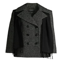 О.Г. Женски палто за волна со двојна дојка со шал