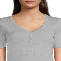 Realsize женска ребра Хенли кошула, големини XS-3XL