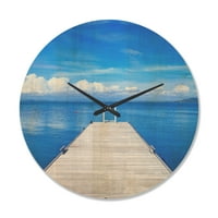 Дизајнрт „Голем дрвен пристаниште над синото езеро“ модерен часовник од дрво