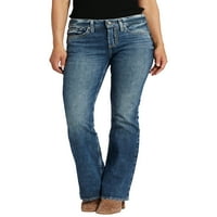 Co. Silver Jeans Co. Women'sенски суки средно издигнување фармерки, големини на половината 24-36