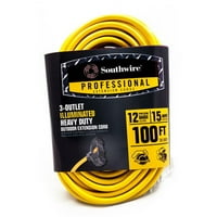 Southwire Yellow Professional The Heavy Duty осветлен кабел за продолжување на отворено три-Tap