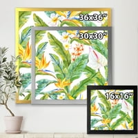 DesignArt 'Yellowолти цвеќиња и тропско зеленило II' модерен врамен уметнички принт