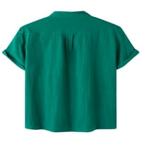 Абтел Менс Маица Копче Надолу Летни Кошули Редовни Фит Блузи Мажи Обична Блуза За Одмор Темно Зелена XL