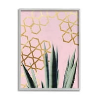 Апстрактна геометриска шема кактуси над мекиот розов дизајн на Дафне Полсели, 16 20