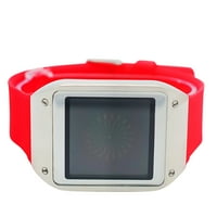 Техно Поплочете Дигитален Екран На Допир Опрема Квадратно Лице Сребрена Рамка Со Црвена Гумена Лента Часовник