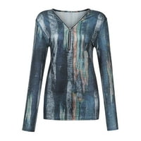 Женски Долг Ракав Фустан Топла Продажба Дозвола Модни Жени V-Вратот Патент Боја Лента Печатење Долги Ракави Блузи Блузи